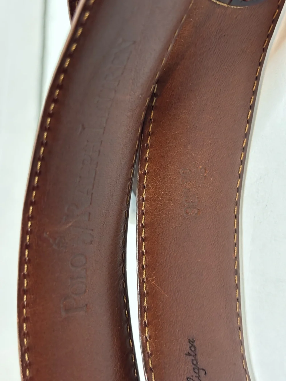 Polo Ralph Lauren Vintage Genuine American Alligator Silver Buckle Belt 36